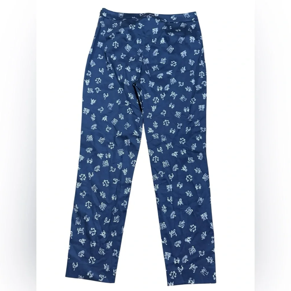 Carolina Herrera Pants Zodiac Print Dark Blue Archive Print Collection B131 Sz 8